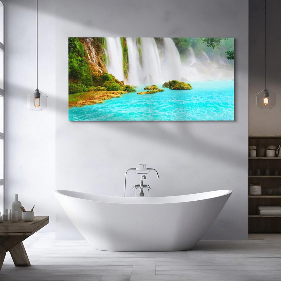 Obraz na płótnie 120x60 - Magia wodospadu - mistyczna dżungla - wodospad, dżungla