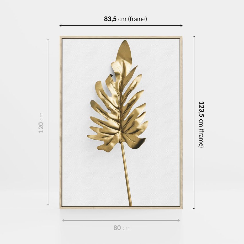 Obraz w ramie 80x120 - Ponadczasowy Urok - złote, liście - rama drewno