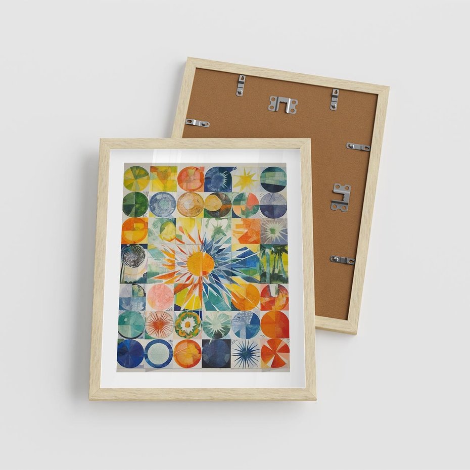 Plakat w ramie 40x50 - Rozkwitające Wzory Abstrakcji - abstrakcyjny obraz, mnogość kolorów - rama drewno
