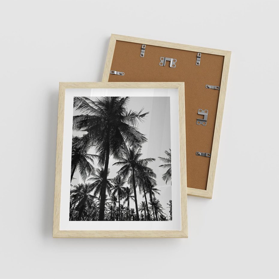 Plakat w ramie 40x50 - Mono Tropiki - palmy, drzewa palmowe - rama drewno