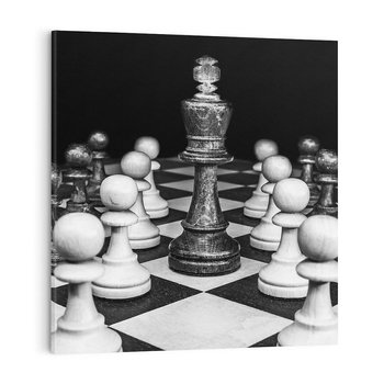 Obraz na płótnie 40x40 - Wzruszający Taniec na Szachownicys - szachy, gra