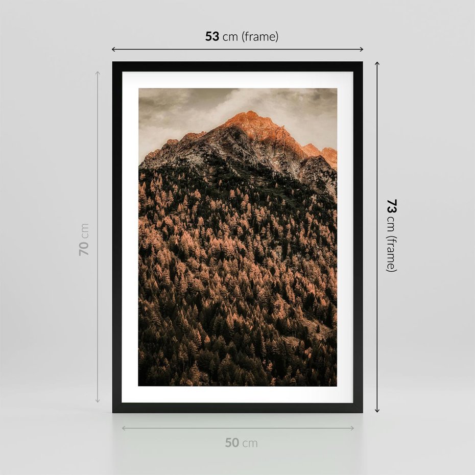 Plakat w ramie 50x70 - Jesienna Godzina w Górach - góry, las w górach - rama czarna