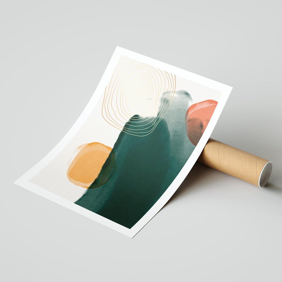 Plakat bez ramy 40x50 - Modernistyczne Spektrum - abstrakcyjna granatowa plama, akwarela