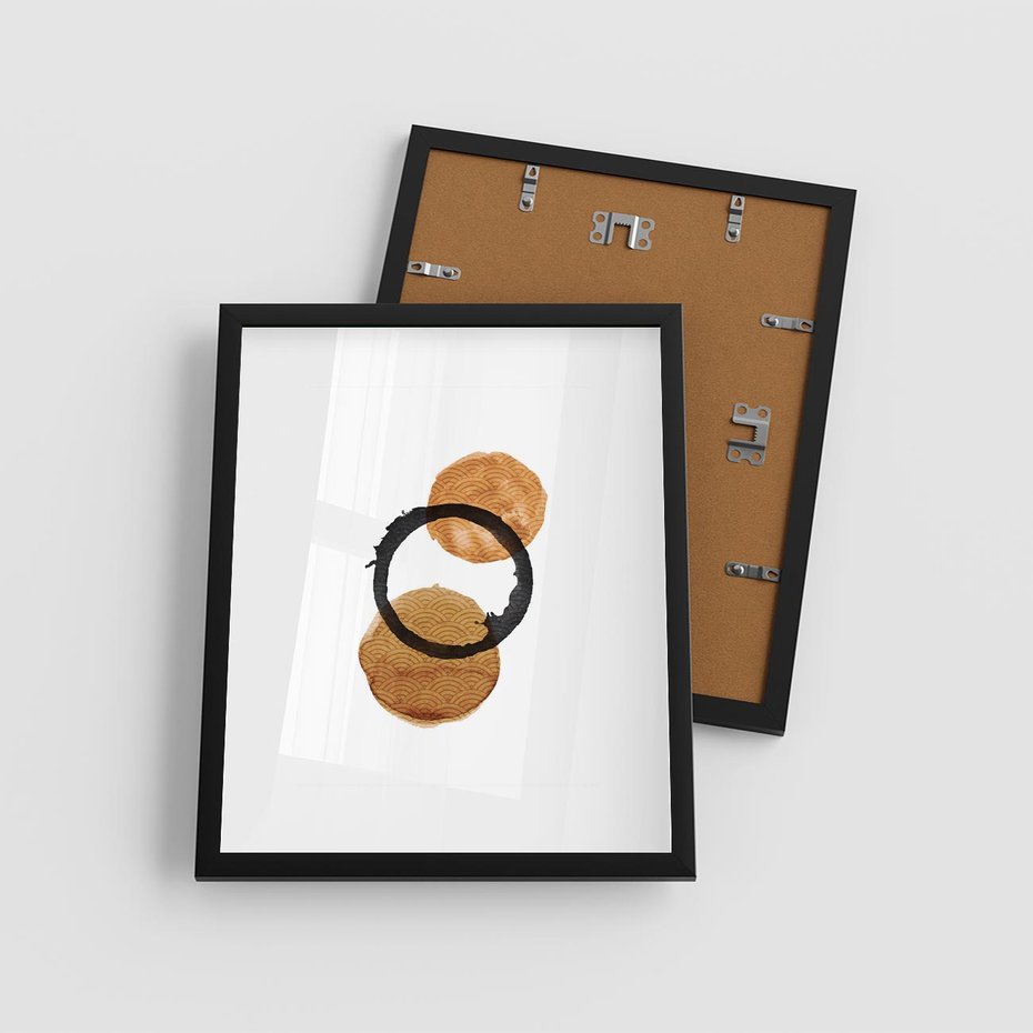 Plakat w ramie 40x50 - Japandi Geometria: Minimalistyczna Grafika - japońska sztuka, geometria - rama czarna