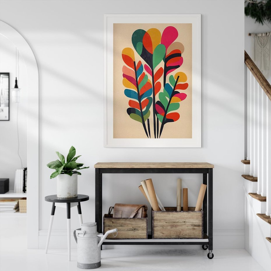 Plakat bez ramy 21x30 - Symfonia Wzrokowych Impresji - abstrakcyjny kolorowy tęczowy obraz, inspiracje roślinne