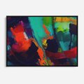 Obraz w ramie 70x50 - Abstrakcyjne wizje czasu - żywe radosne kolory, plamy kolory - rama czarna