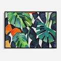 Obraz w ramie 70x50 - Tropikalne Pragnienia - akwarela, liście tropikalne - rama czarna