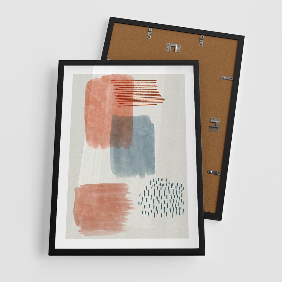 Plakat w ramie 50x70 - Pastelowa Abstrakcja: Maźnięcia Farbą - abstrakcja, maźnięcia farny - rama czarna