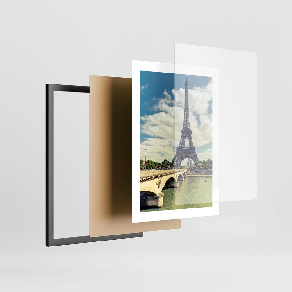 Plakat w ramie 30x40 - Wieża Eiffla - Ikona Paryża - wieża, Eiffla - rama czarna