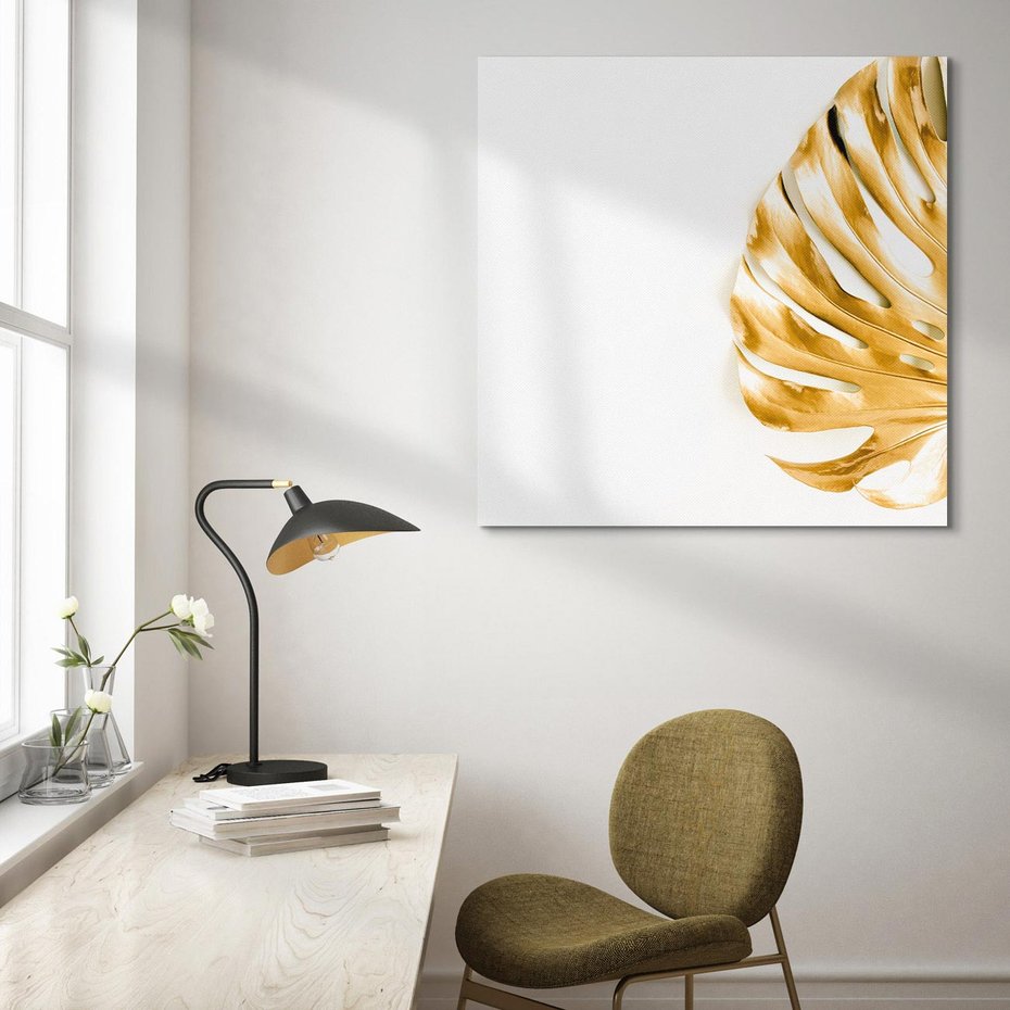 Obraz na płótnie 50x50 - Przyjemność dla Oczu - złote, liście