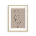 Plakat w ramie 30x40 - Zanikająca Wyobraźnia - mnimalistyczny akt, beżowa tonacja - rama drewno