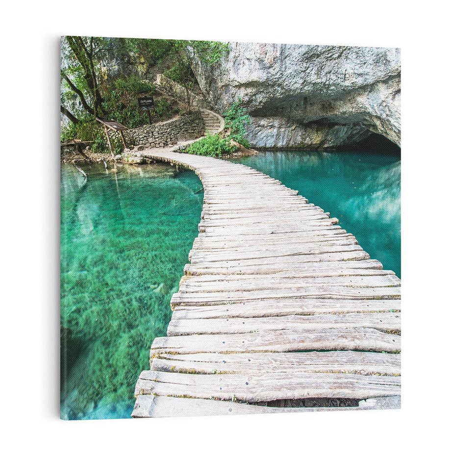 Obraz na płótnie 70x70 - Most nad skalistymi wodami - most, woda