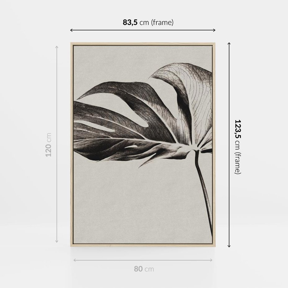 Obraz w ramie 80x120 - Szepczący Liść - szkic, czarno biały - rama drewno