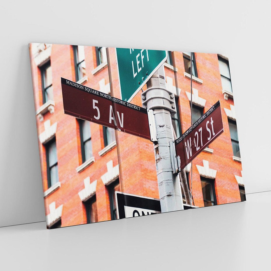 Obraz na płótnie 120x80 - Namiastka wielkiego miasta - Nowy Jork, drogowskaz