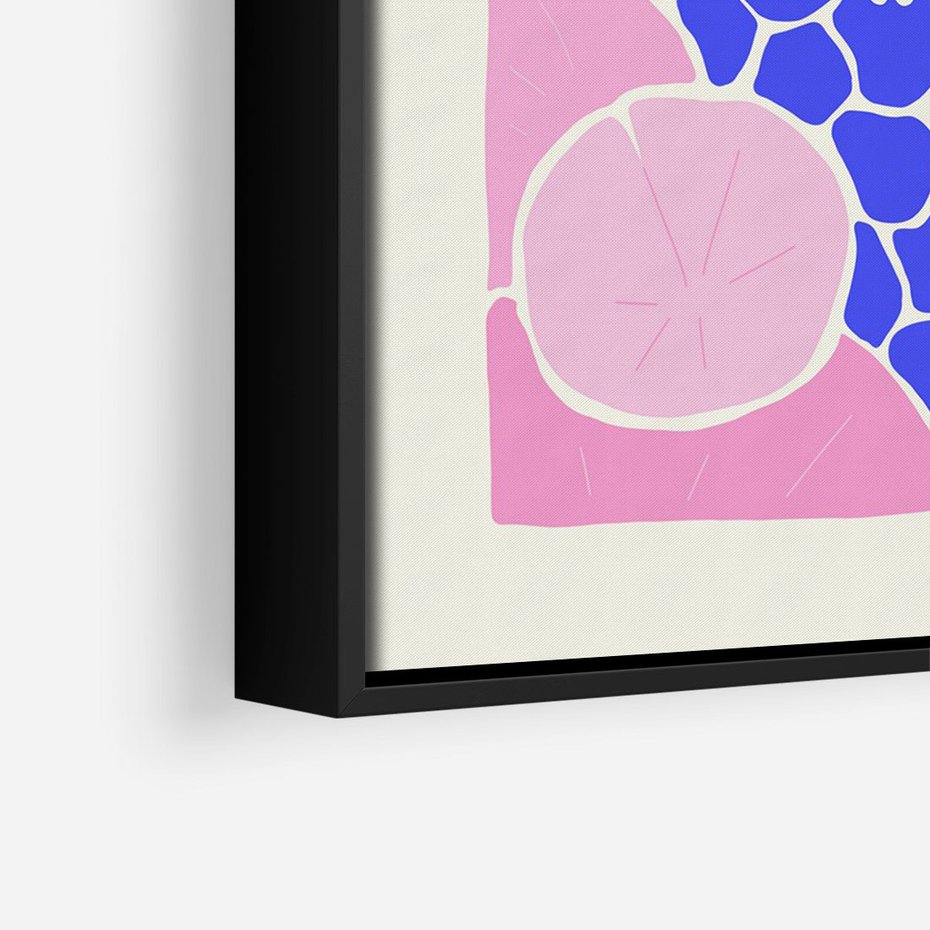 Obraz w ramie 70x100 - Rzeka Abstrakcji - abstrakcyjna kompozycja, różowe ryby wśród rafy - rama czarna