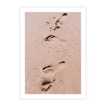 Plakat bez ramy 21x30 - Ślady na Piasku - piasek, plaża