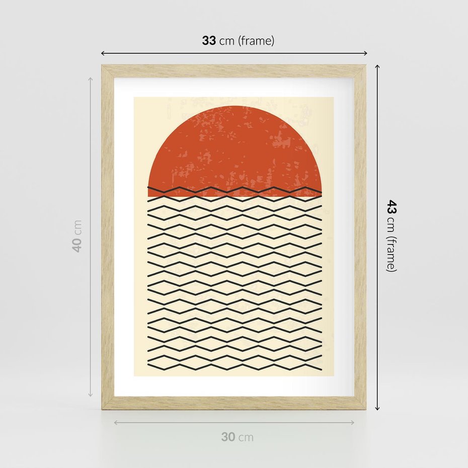 Plakat w ramie 30x40 - Abstrakcyjne Wzory na Plakacie - geometryczna sztuka, nowoczesny plakat - rama drewno