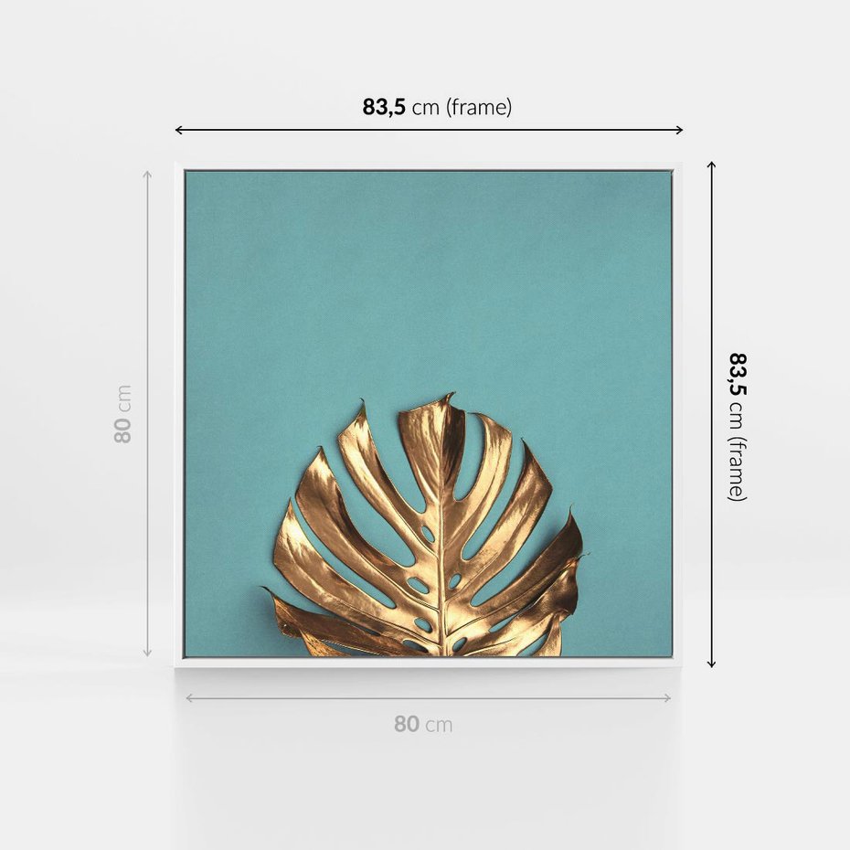 Obraz w ramie 80x80 - Piękno Natury - złote, liście - rama biała