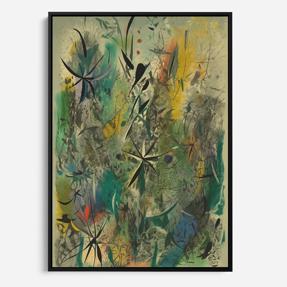 Obraz w ramie 50x70 - Tajemnicze Konstrukcje Form - abstrakcyjny obraz, mnogość kolorów - rama czarna