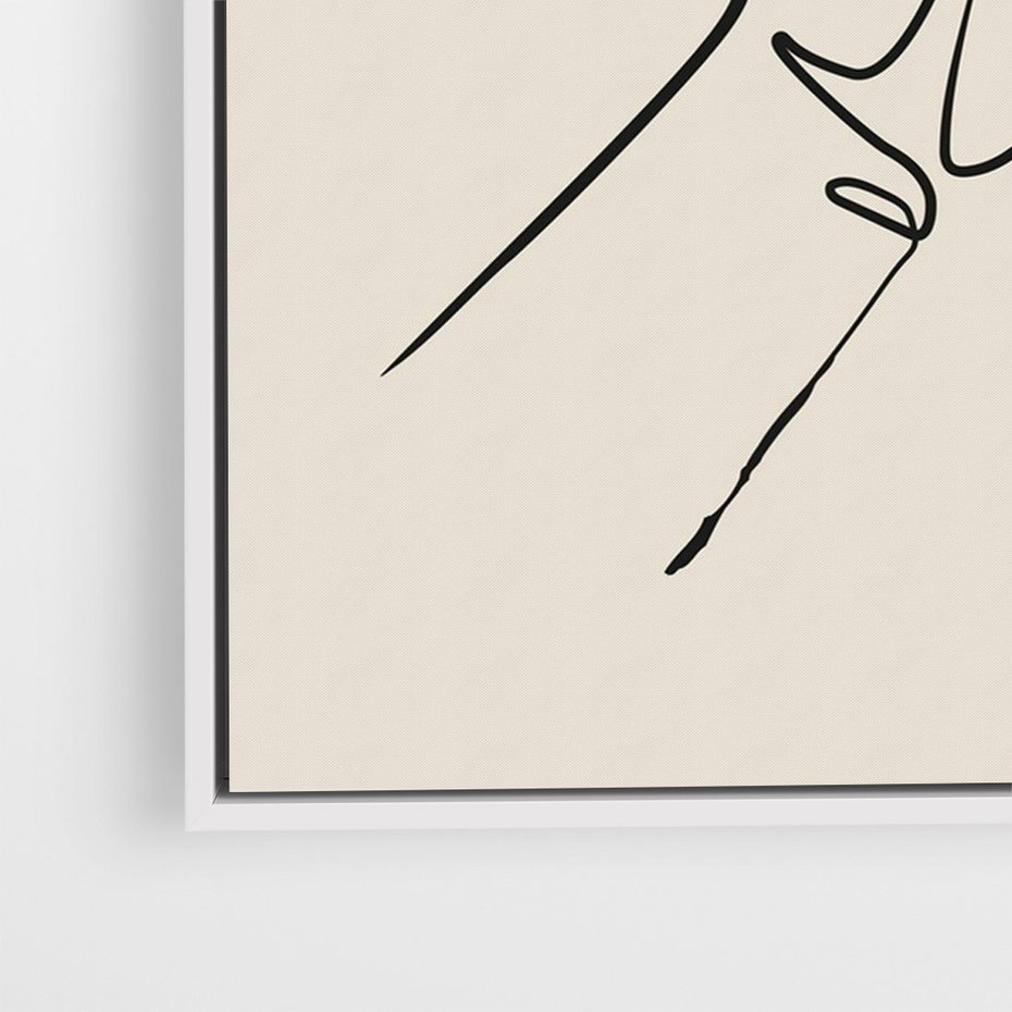 Obraz w ramie 70x100 - Szkic Kwiatu - kwiat w dłoni, szkic - rama biała