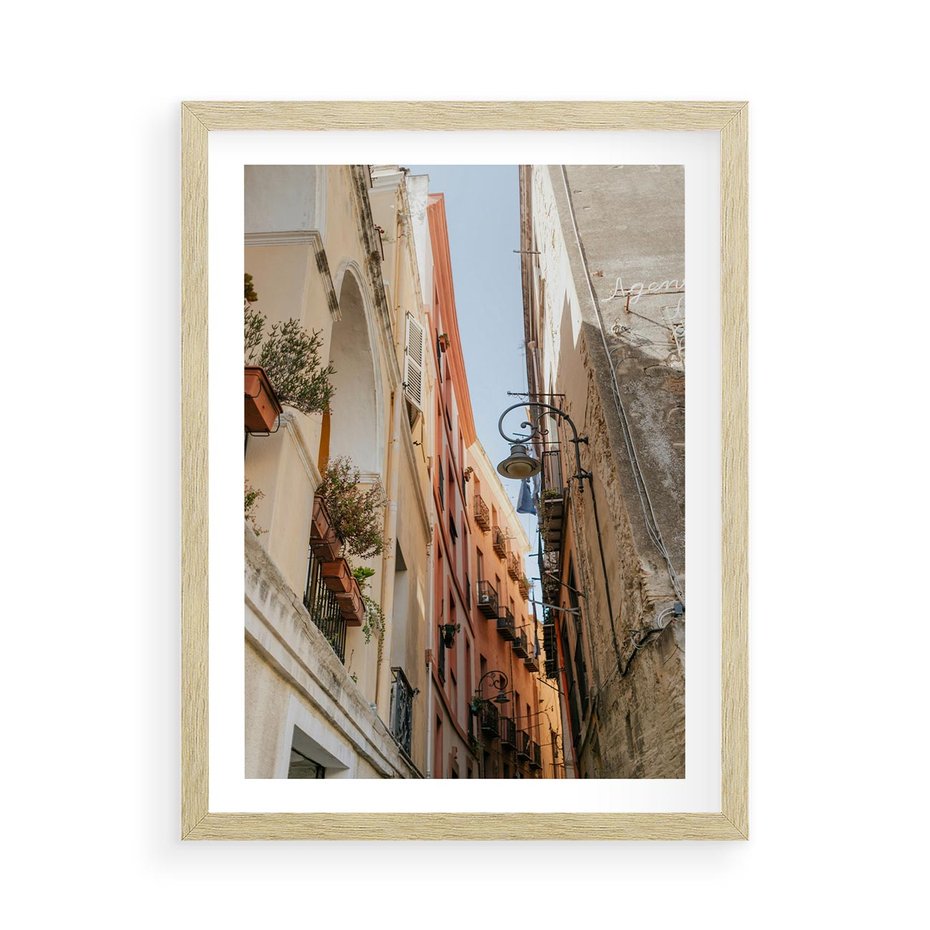 Plakat w ramie 50x70 - Włoskie uroki - włoskie, uliczki - rama drewno