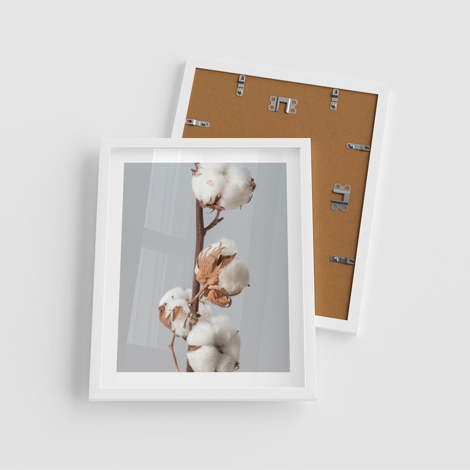 Plakat w ramie 40x50 - Bawełniana boho miękkość - bawełna, boho - rama biała