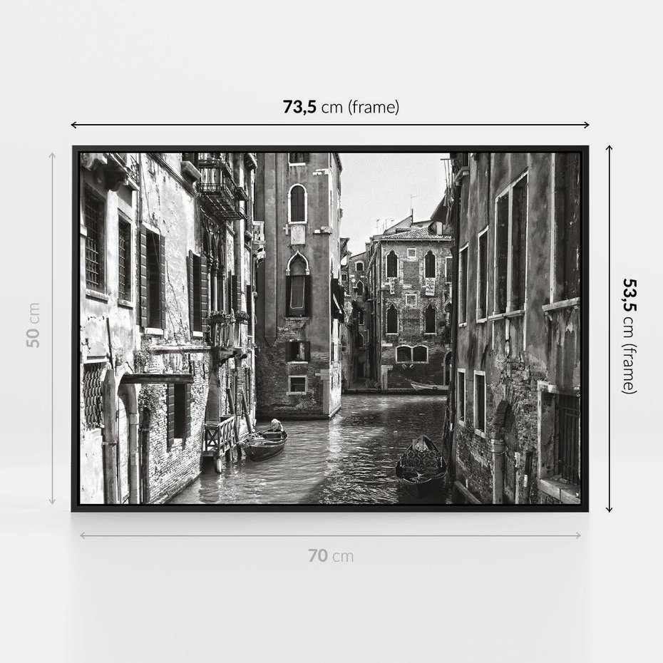 Obraz w ramie 70x50 - Zabłądzić w Wenecji - wenecja, kanały - rama czarna
