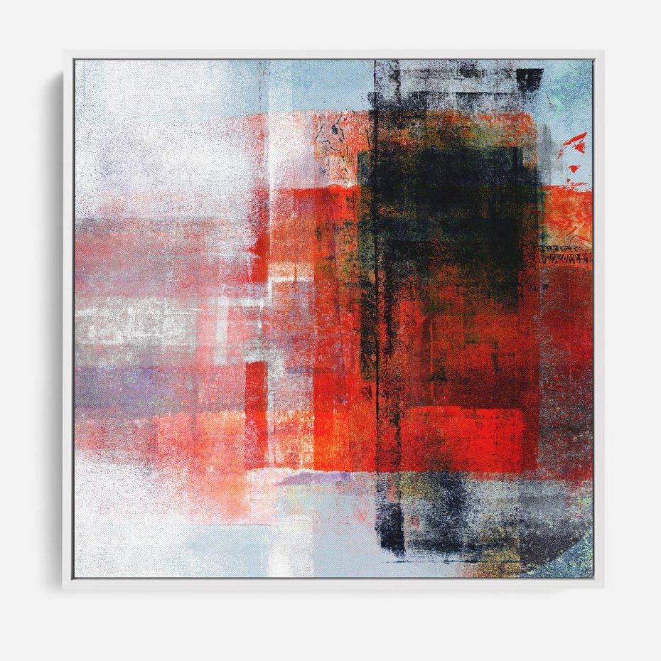 Obraz w ramie 50x50 - Burza Emocji - wyrazista abstrakcyjna sztuka, dramatyzm - rama biała