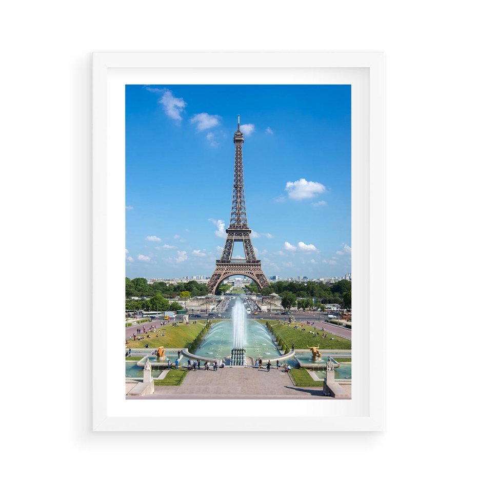 Plakat w ramie 50x70 - Wieża Eiffla - Eiffla, Paryż - rama biała