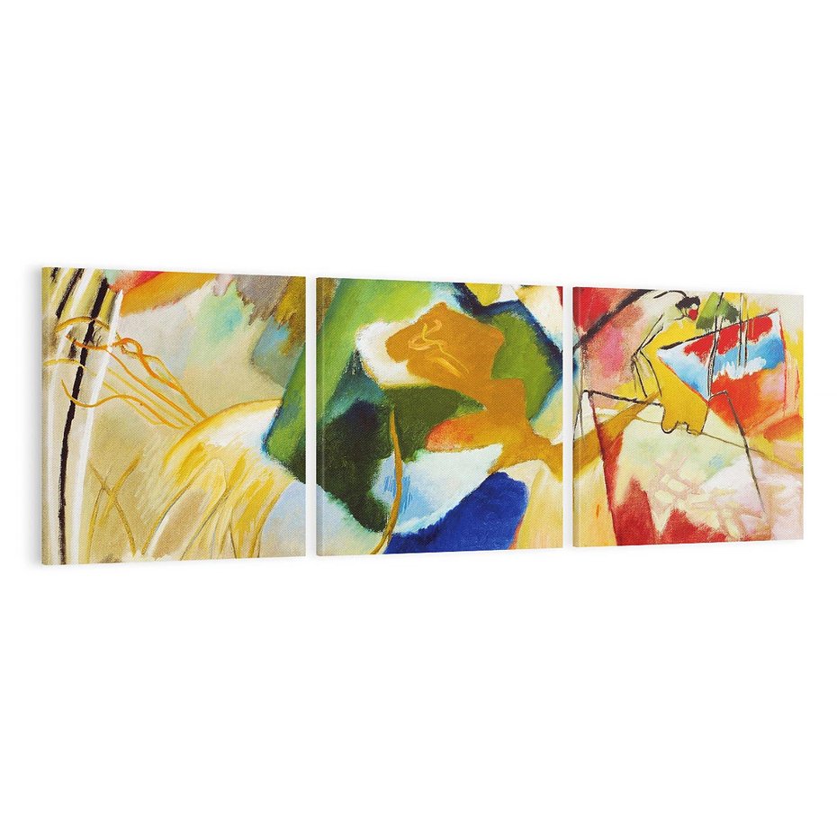 Obraz na płótnie 150x50 - "Obraz z Zielonym Centrum" (1913) Wassily Kandinsky - Reprodukcja - reprodukcja, obraz na płótnie