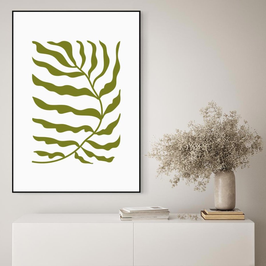 Obraz w ramie 70x100 - Rytmy Chaosu - roślina, gałązka - rama czarna