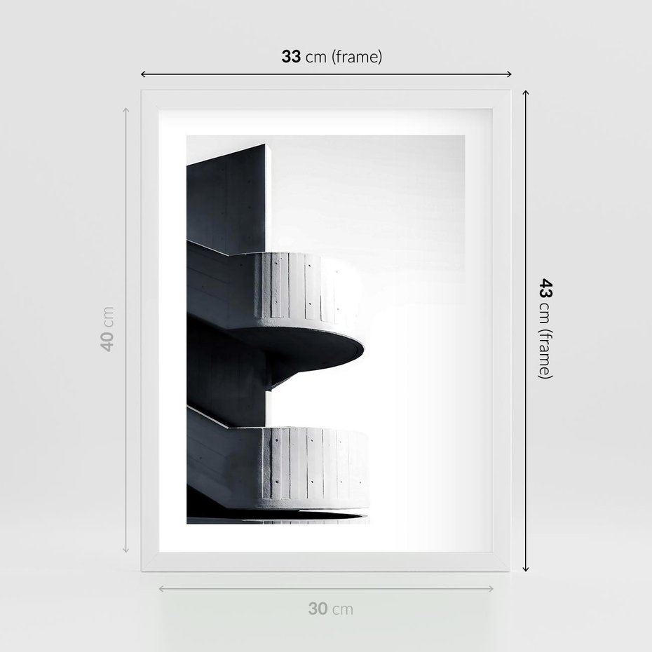 Plakat w ramie 30x40 - Elegancja Współczesności - architektura, nowoczesne formy - rama biała