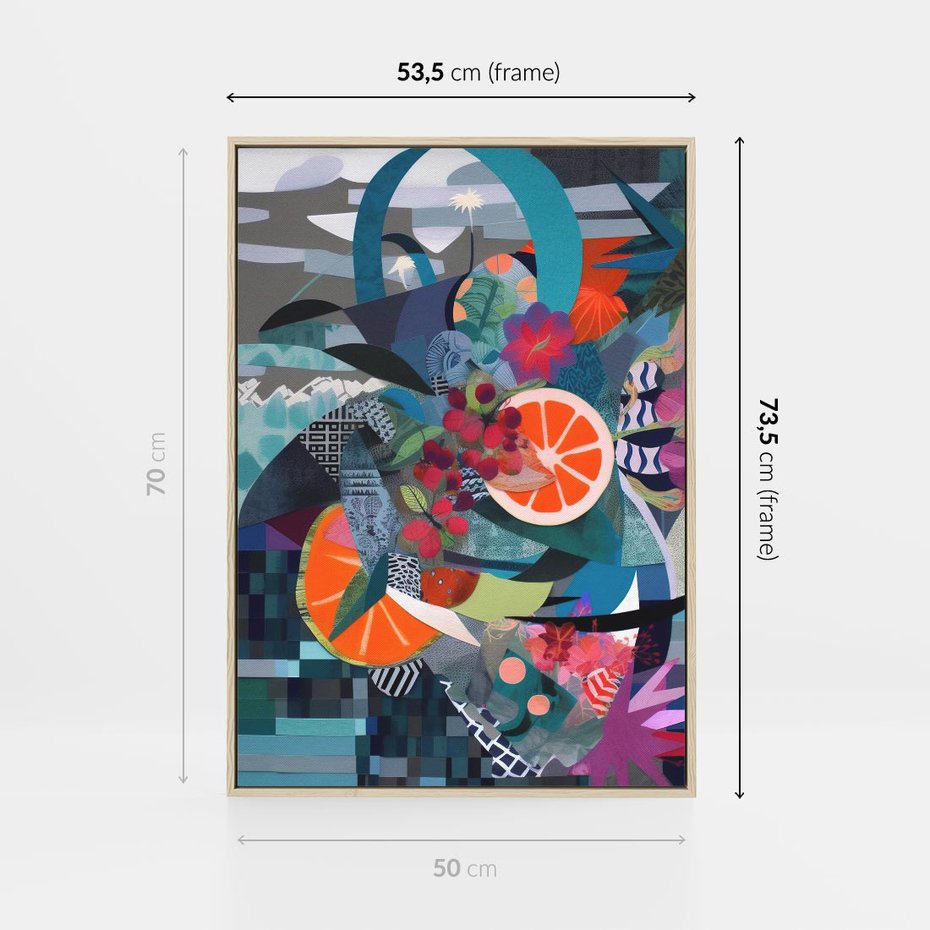 Obraz w ramie 50x70 - Migocące Widoki Harmonii - abstrakcyjny obraz, jak picasso - rama drewno