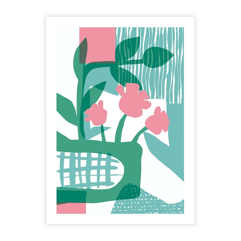 Plakat bez ramy 21x30 - Harmonijne Plamy - abstrakcyjne pastelowe kwiaty, nowoczesna sztuka