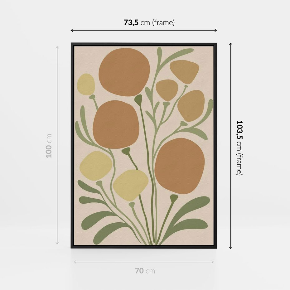 Obraz w ramie 70x100 - Uspokojenie Wśród Roślin - nowoczesny plakat, roślinność - rama czarna