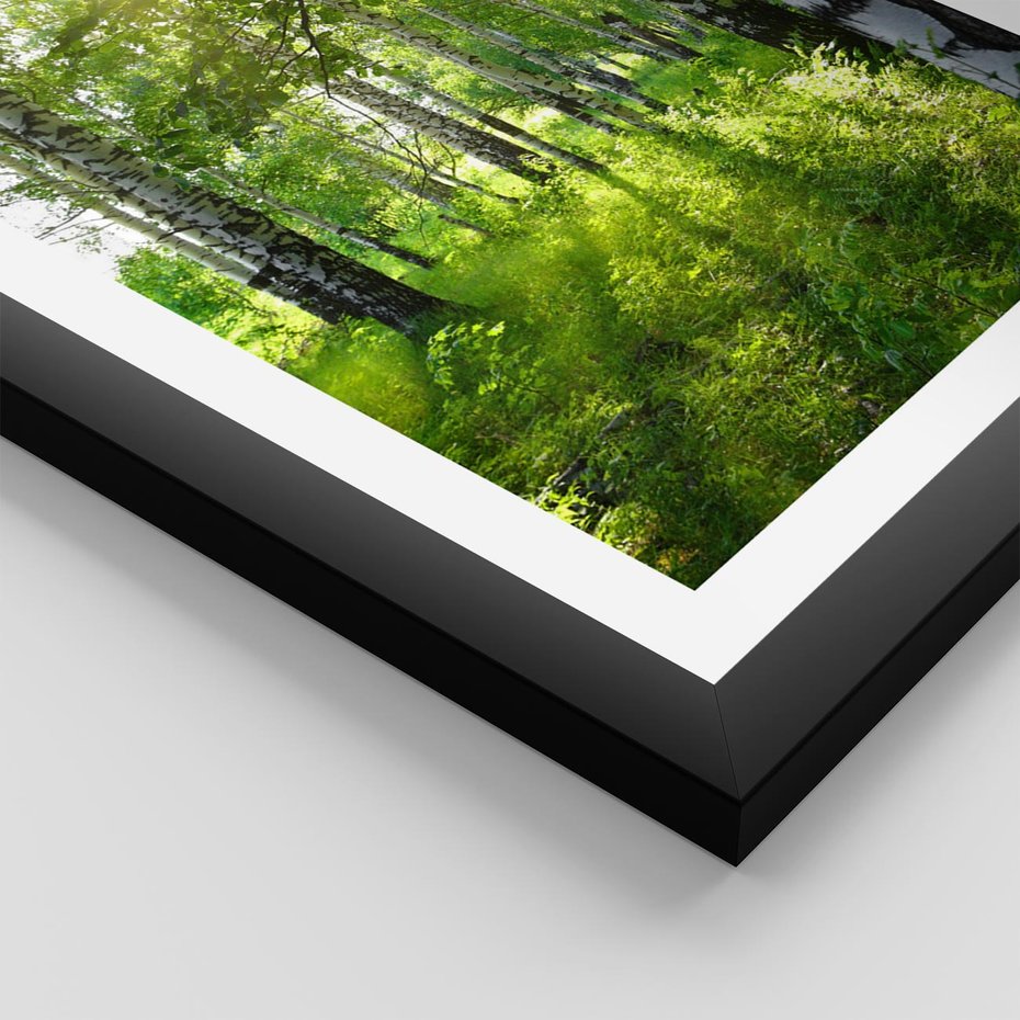 Plakat w ramie 30x40 - Lasowa Księżycowa Noc - las, drzewa - rama czarna