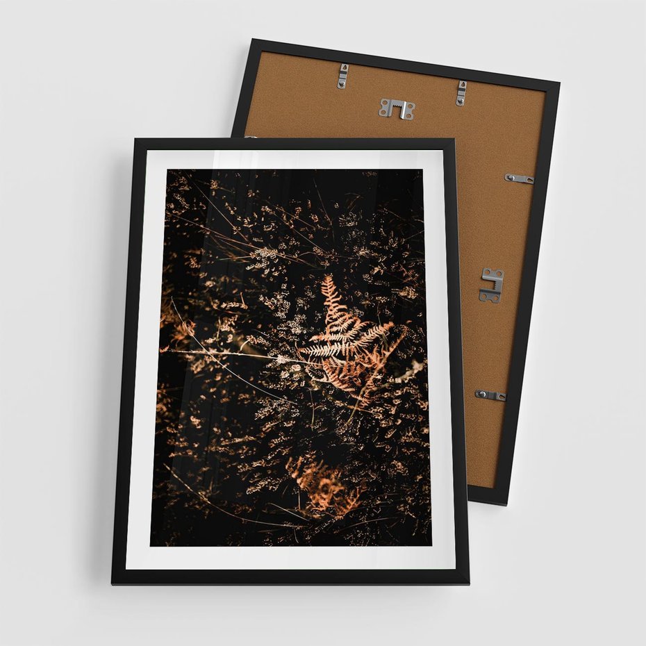 Plakat w ramie 50x70 - Jesienna Melodia - suche trawy, paprocie - rama czarna