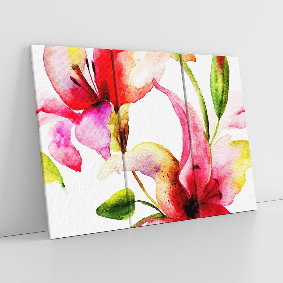 Obraz na płótnie 120x80 - Kwiaty w akwareli - delikatne piękno - kwiaty, akwarela