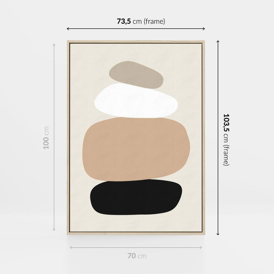 Obraz w ramie 70x100 - Zgeometryzowane Kształty - modernistyczny plakat, obłe kształty - rama drewno