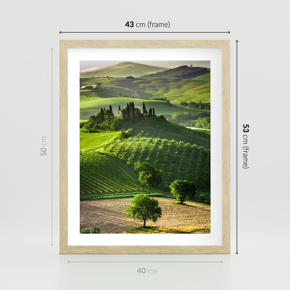 Plakat w ramie 40x50 - Pejzaż Widoczek - widoczek, pejzaż - rama drewno