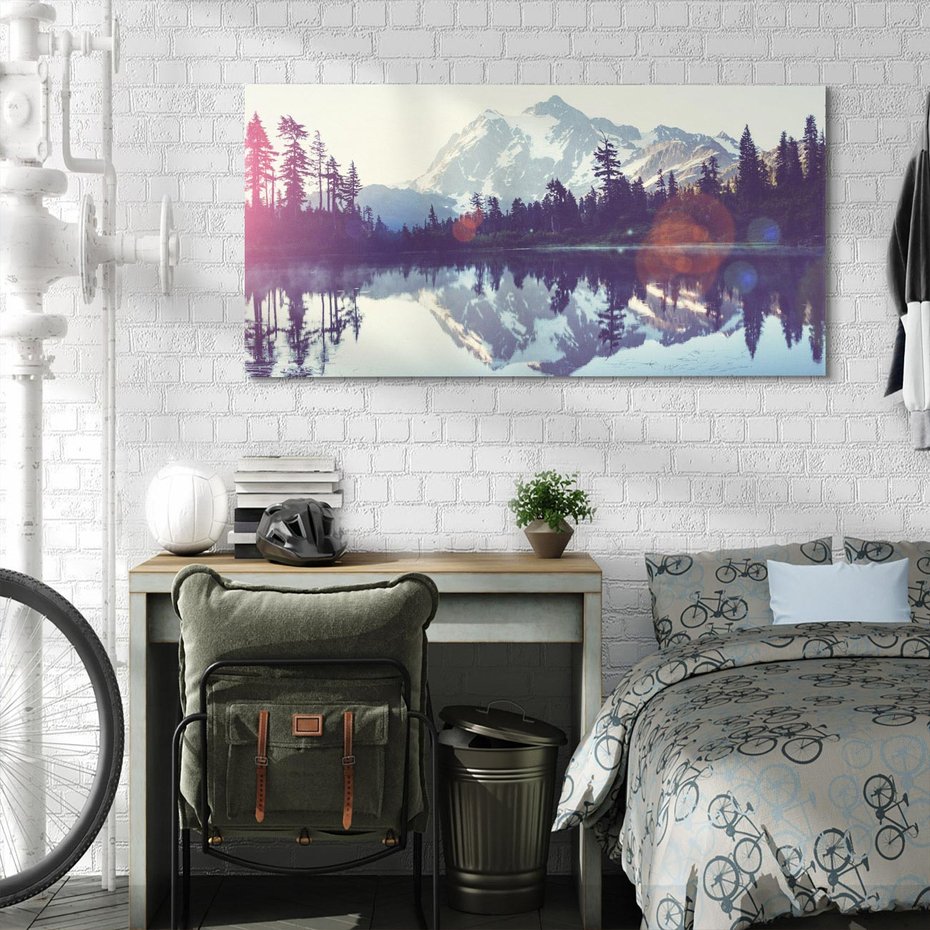 Obraz na płótnie 140x70 - Refleksje nad jeziorem w lesie - jezioro, las