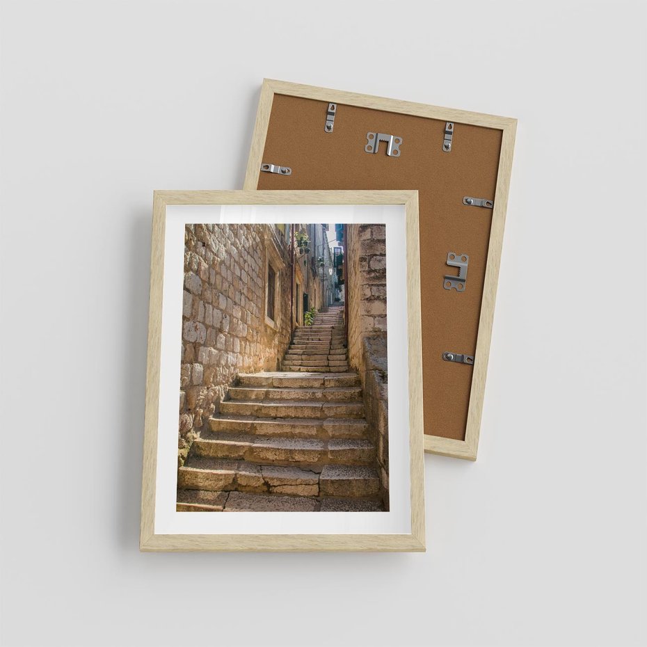 Plakat w ramie 30x40 - Uliczka: perspektywa miejskiego krajobrazu - uliczka, perspektywa - rama drewno