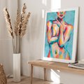 Plakat w ramie 50x70 - Nagie Natchnienie - obraz olejny, naga kobieta - rama biała