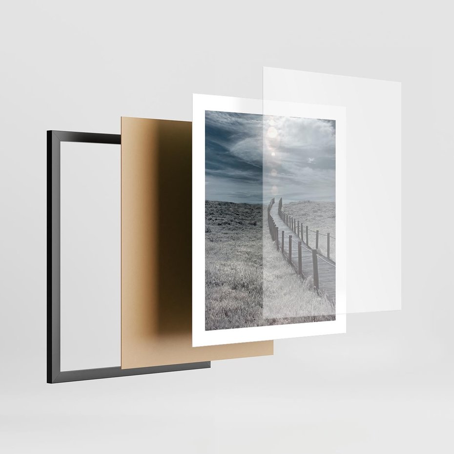 Plakat w ramie 40x50 - Burzowy pomost na plaży - plaża, pomost - rama czarna