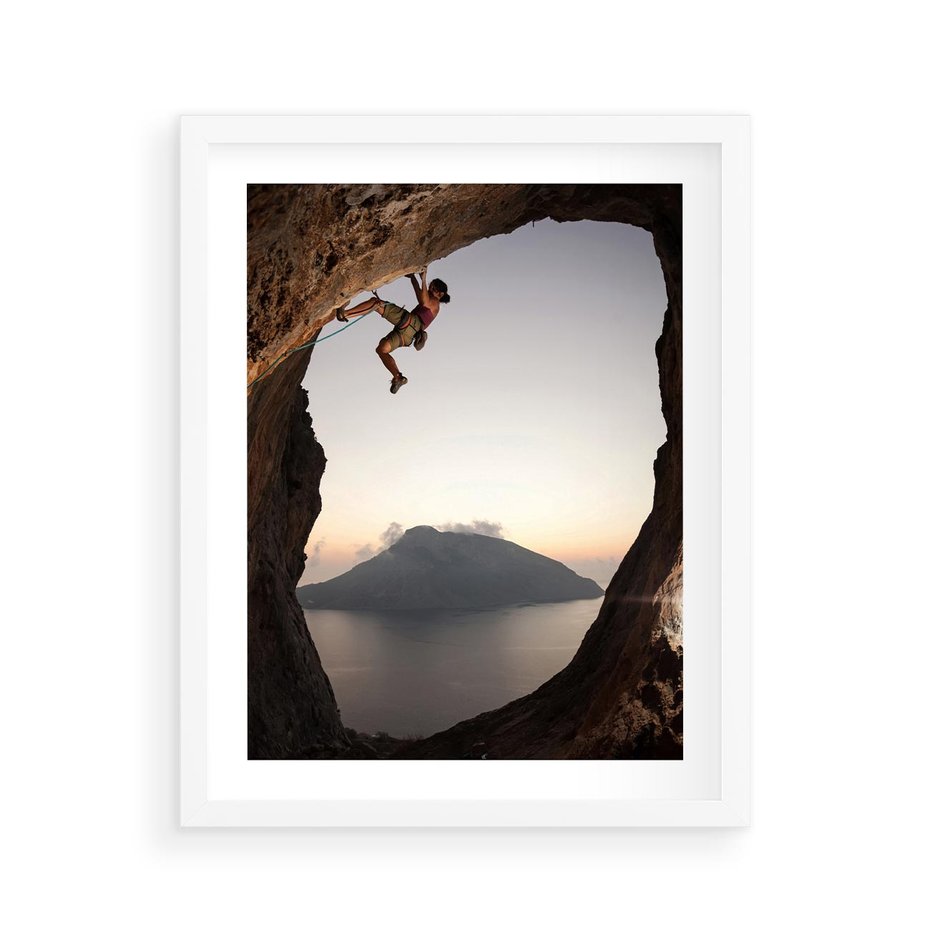 Plakat w ramie 40x50 - Wspinaczka na Wysokie Góry - wspinaczka, góry - rama biała