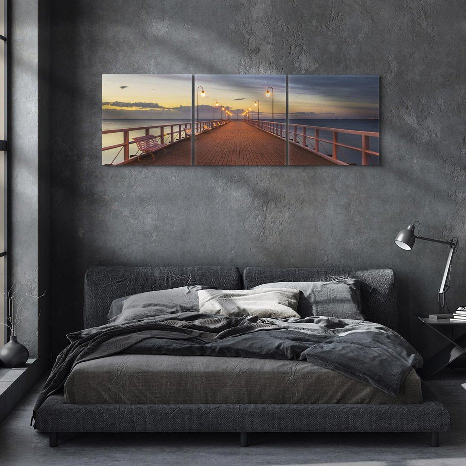 Obraz na płótnie 120x40 - romantyczny spacer nad morzem - Molo, Sopot