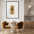 Plakat w ramie 30x40 - Ekskluzywny Akcent - złoty, ananas - rama czarna