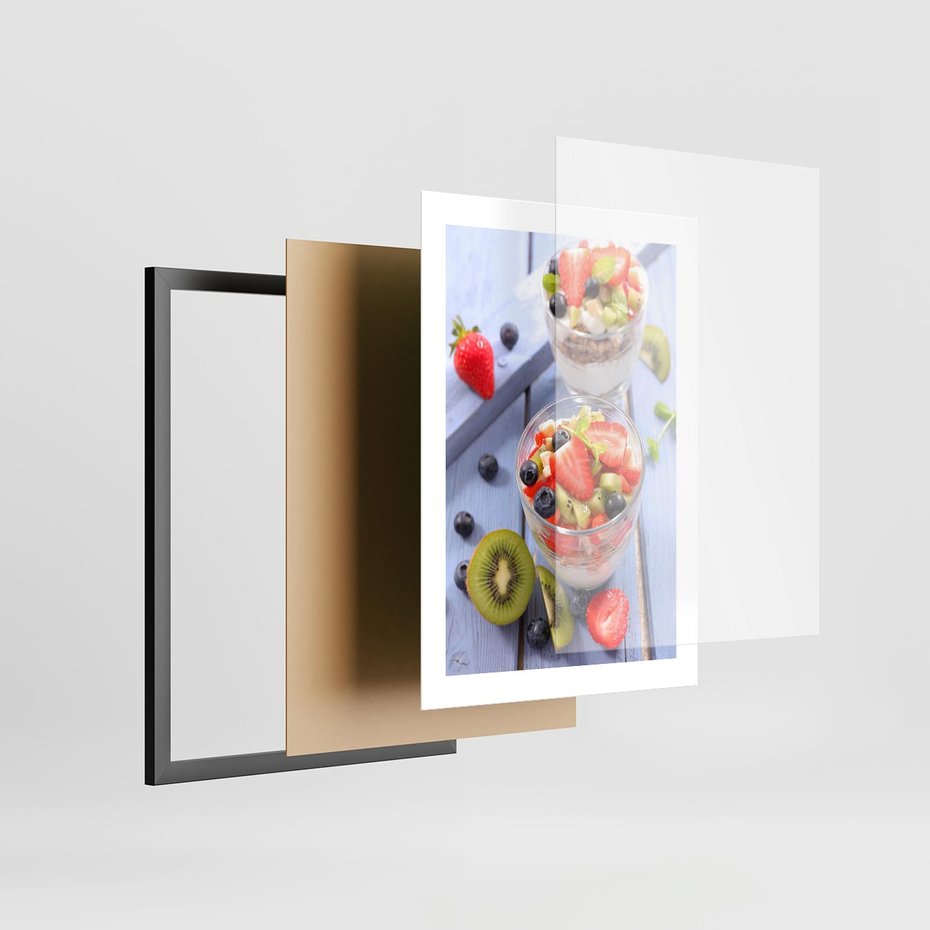 Plakat w ramie 30x40 - Świeżość i Zdrowie - sałatka, owoce - rama czarna