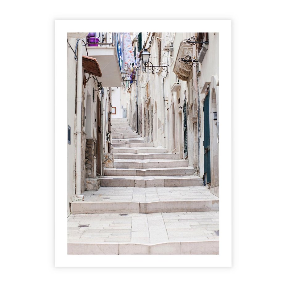 Plakat bez ramy 50x70 - Urokliwa uliczka w perspektywie - uliczka, perspektywa