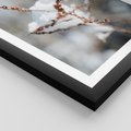 Plakat w ramie 30x40 - Zimowy Urok Natury - gałązki pod śniegiem, natura - rama czarna